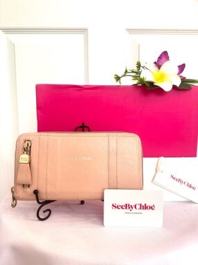 SEE by CHLOE ~Blush Pink Long Leather Wallet with Gold Hardware